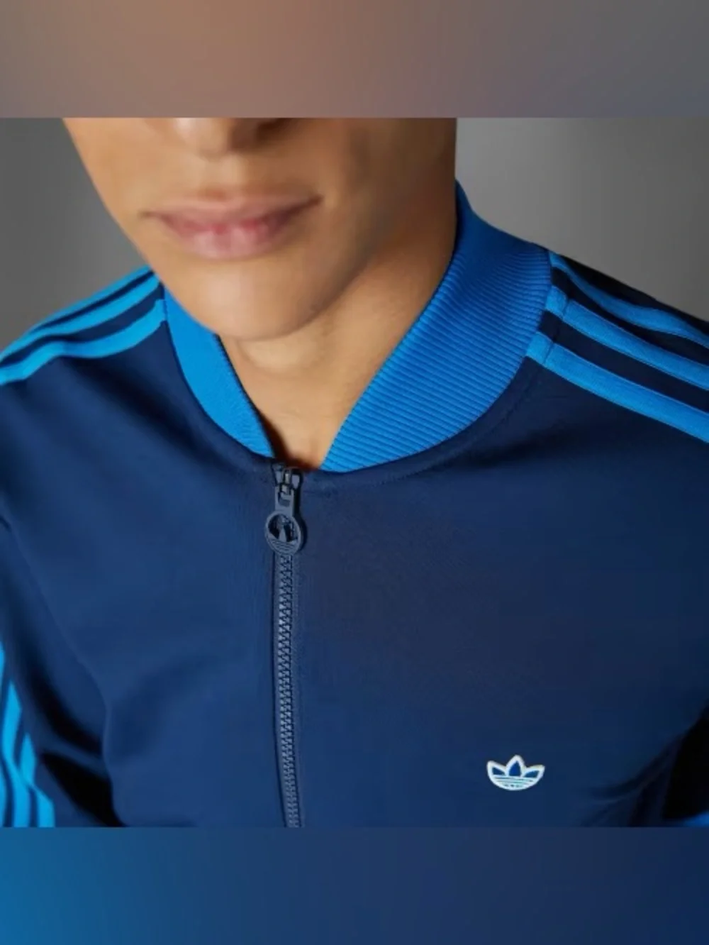 ADIDAS ORIGINALS 3-STRIPES 1/4 ZIP SWEATSHIRT NIGHT INDIGO SIZE M JP0938
